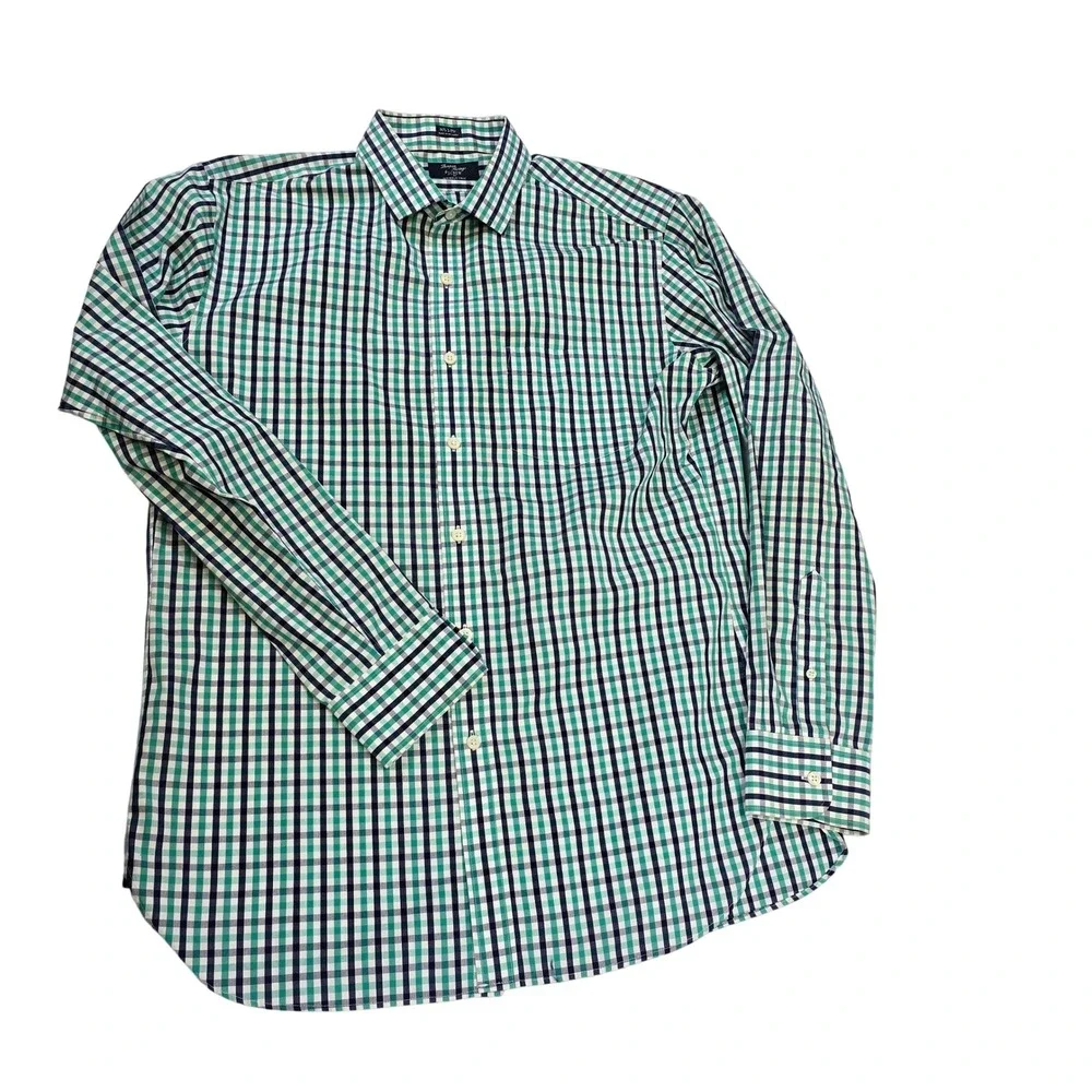 J Crew Thompson‎ Shirtings Mens Large Gingham Check Long Sleeve Button Down